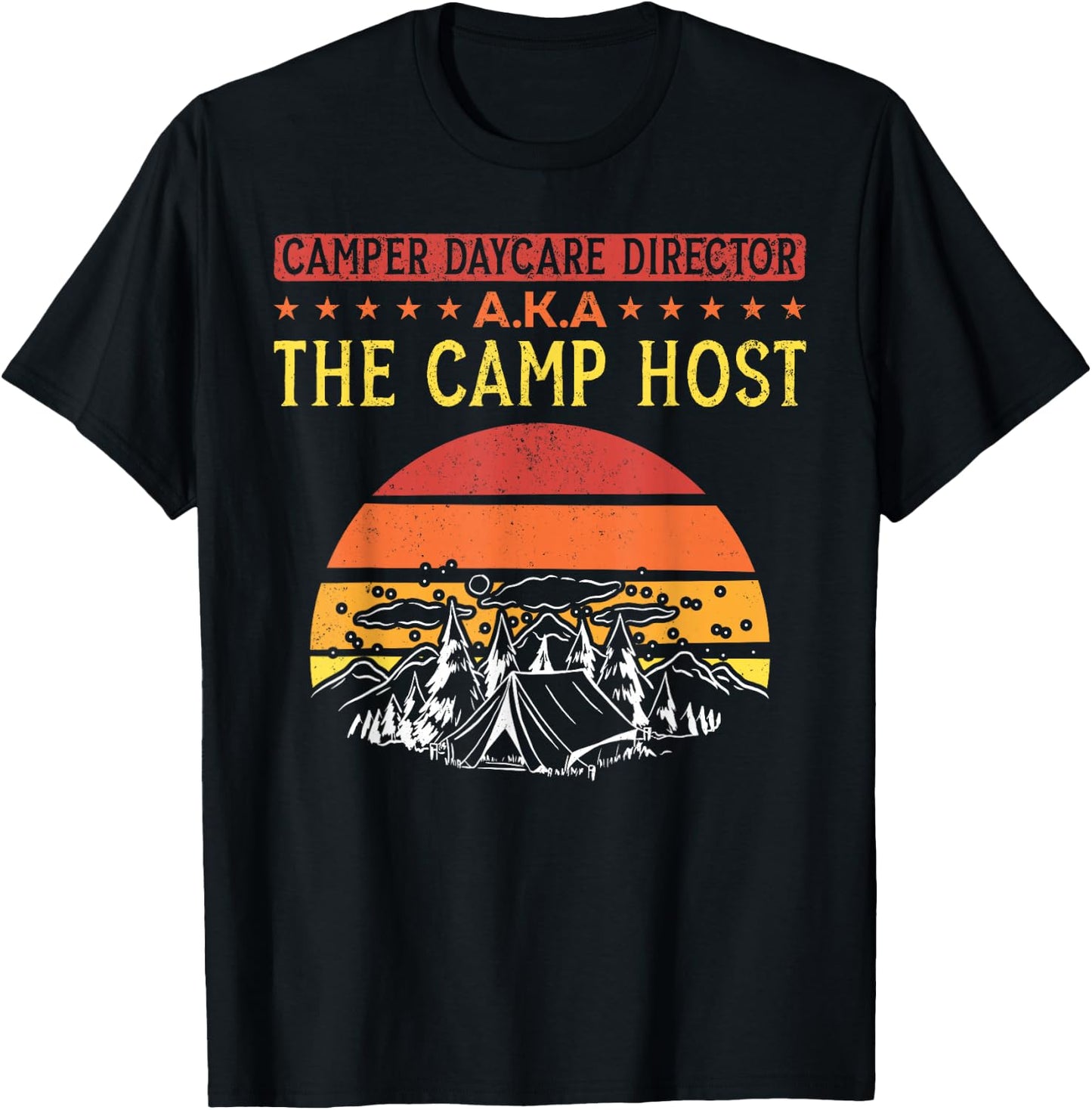 Camping Campground Camp Host Tent Retro Vintage T-Shirt - T-Shirt | Black