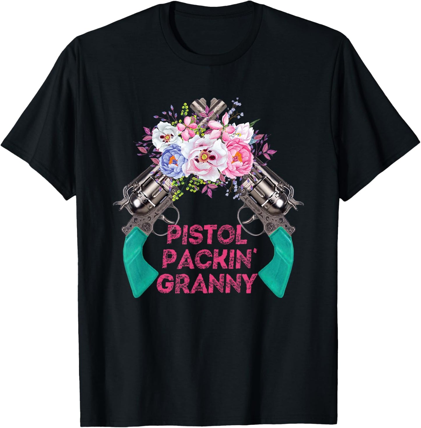 Pistol Packin Granny Grandma Gun Rights 2nd Amendment T-Shirt - T-Shirt | Black