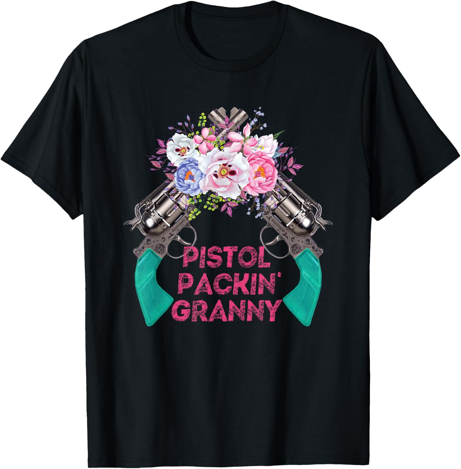 Pistol Packin Granny Grandma Gun Rights 2nd Amendment T-Shirt - T-Shirt | Black