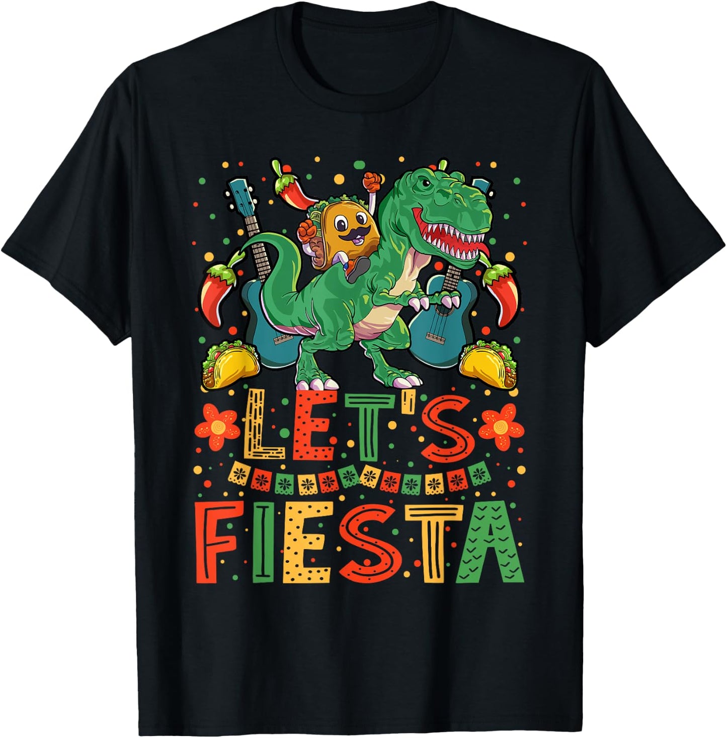 Taco Dinosaur Cinco de Mayo Taco Shirt Boys Kids Mexican T-Shirt - T-Shirt | Black