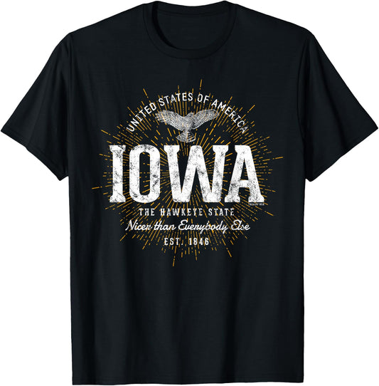 Vintage State of Iowa Retro T-Shirt - T-Shirt | Black