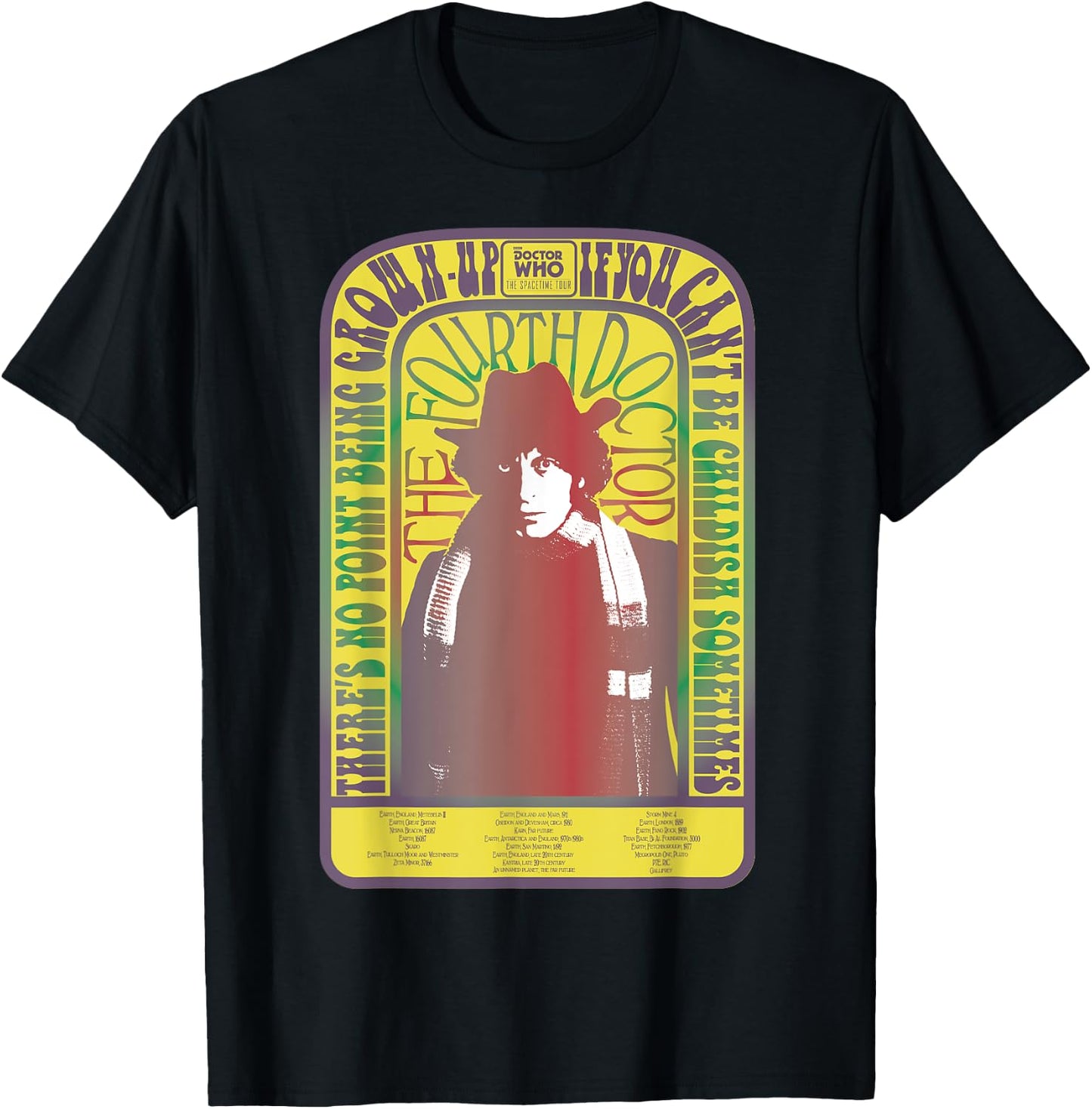 Spacetime-Tour 4th Doctor Baker Retro Time Travel T-Shirt - T-Shirt | Black
