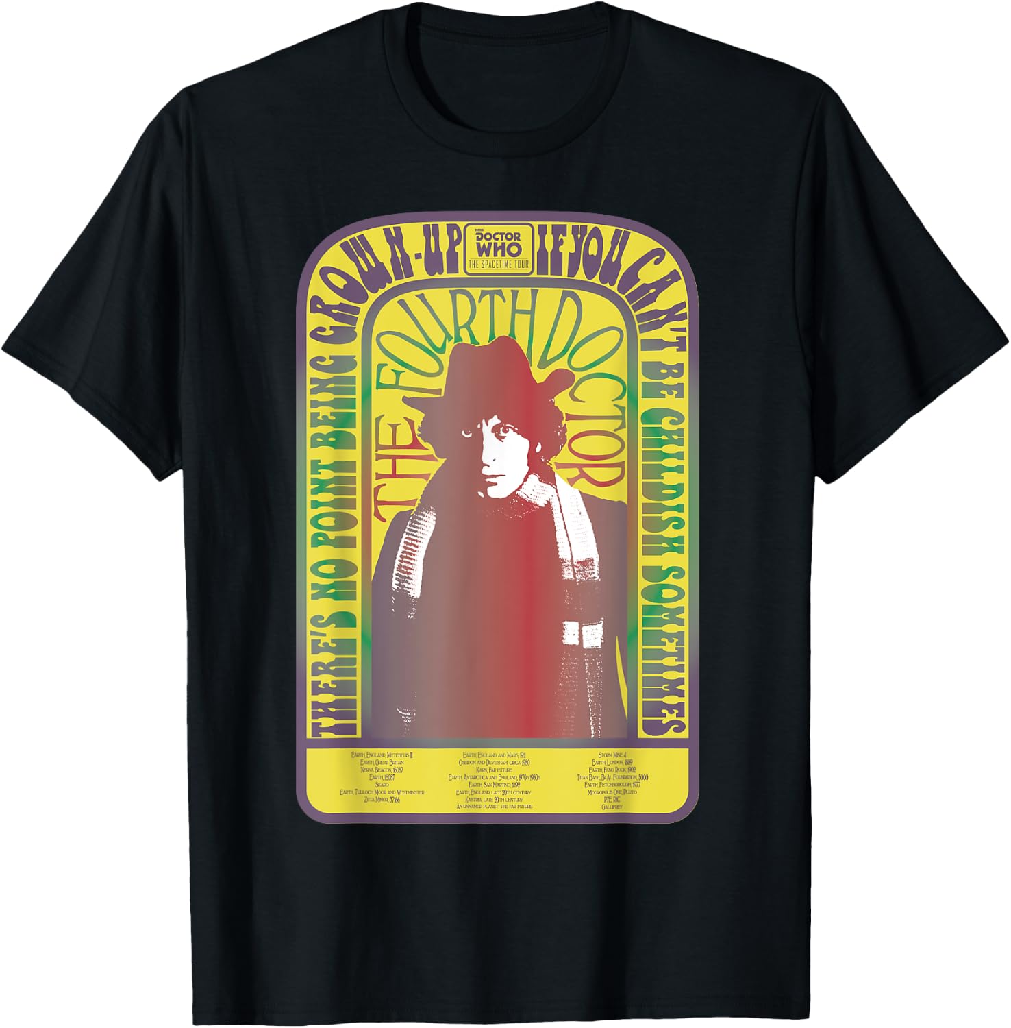 Spacetime-Tour 4th Doctor Baker Retro Time Travel T-Shirt - T-Shirt | Black