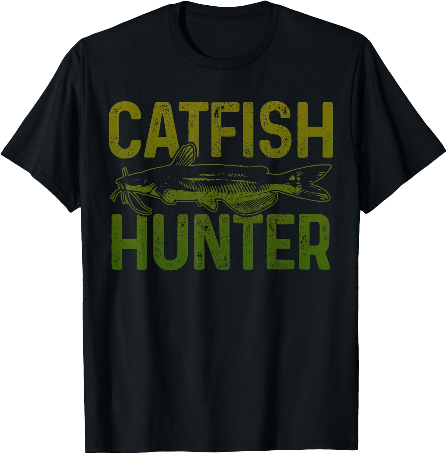 Catfishing Apparel For Catfish Lovers Men's Black Cotton 60% Polyester 40% Modern Classic Small Short Sleeve Catfish Fishing Gift T-Shirt - T-Shirt | Black