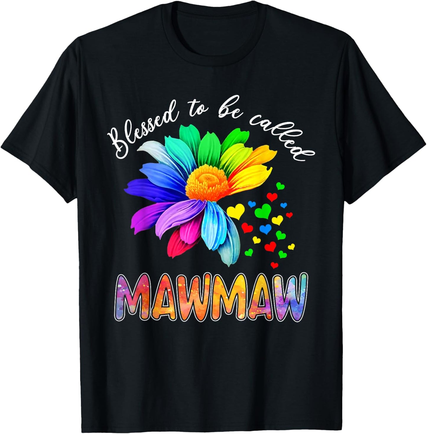 Blessed To Be Called Mawmaw Shirt Sunflower Rainbow Lovers T-Shirt - T-Shirt | Black