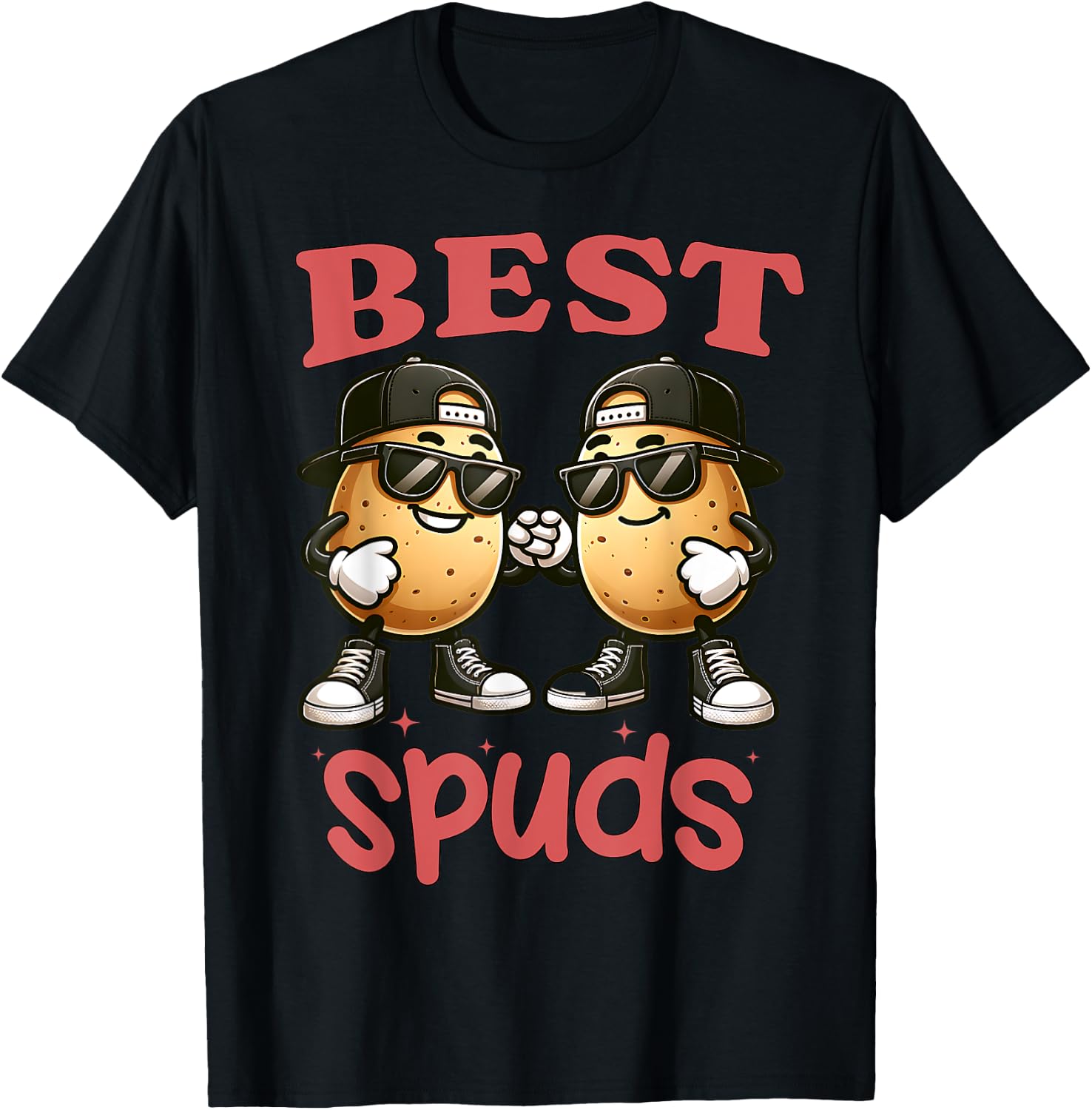 Best Spuds Twin Day Matching Potatoes Funny Best Friend Boys T-Shirt - T-Shirt | Black