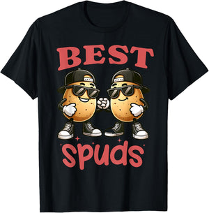 Best Spuds Twin Day Matching Potatoes Funny Best Friend Boys T-Shirt - T-Shirt | Black