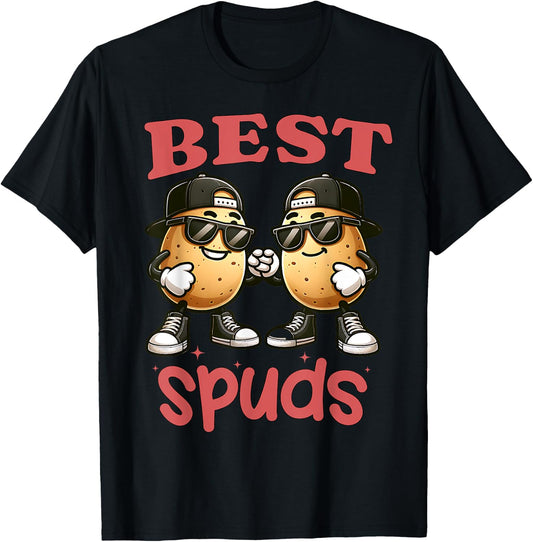 Best Spuds Twin Day Matching Potatoes Funny Best Friend Boys T-Shirt - T-Shirt | Black