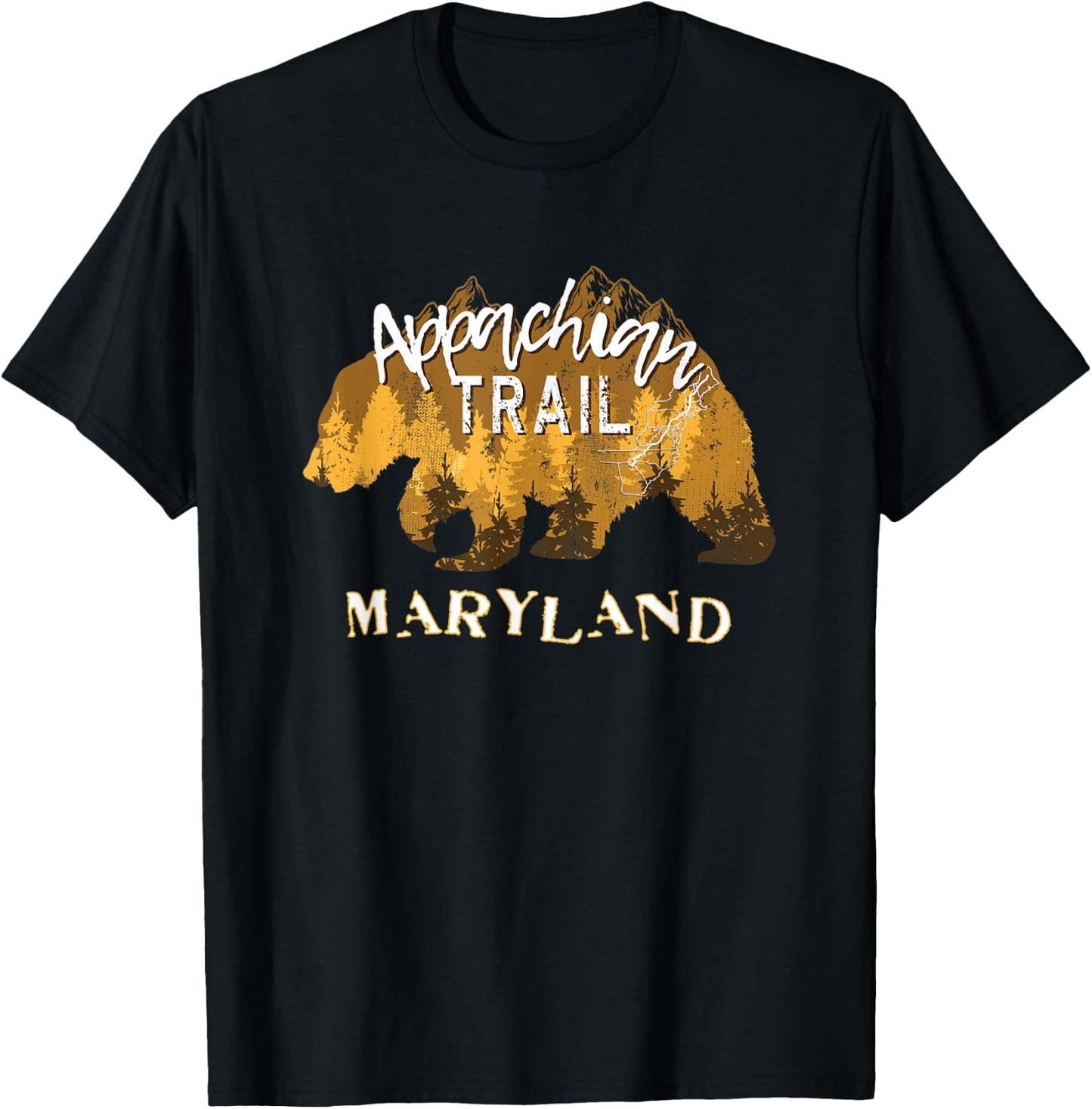 Maryland Appalachian Trail Hiking Outdoor Backpacking Hiker T-Shirt - T-Shirt | Black