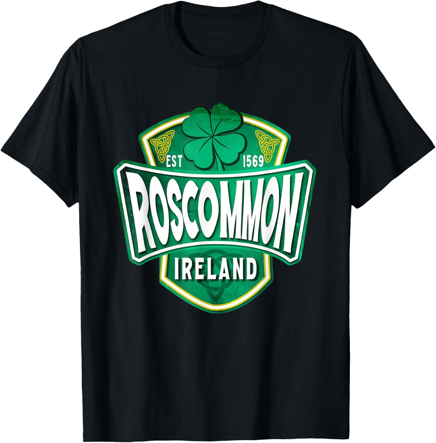 County Roscommon Ireland Irish Gaelic Football Hurling Badge T-Shirt - T-Shirt | Black