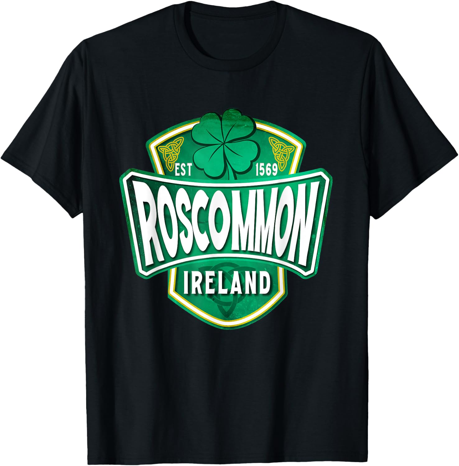 County Roscommon Ireland Irish Gaelic Football Hurling Badge T-Shirt - T-Shirt | Black