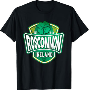 County Roscommon Ireland Irish Gaelic Football Hurling Badge T-Shirt - T-Shirt | Black
