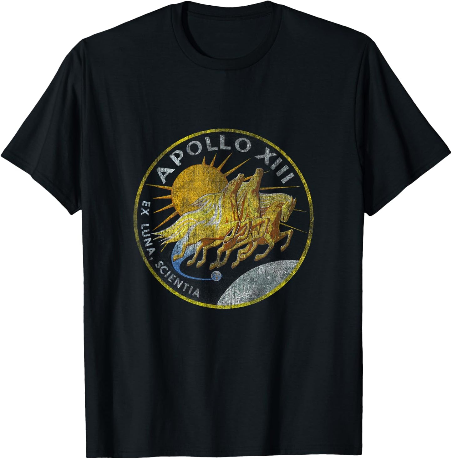 NASA Apollo 13 Mission Badge Distressed T-Shirt - T-Shirt | Black