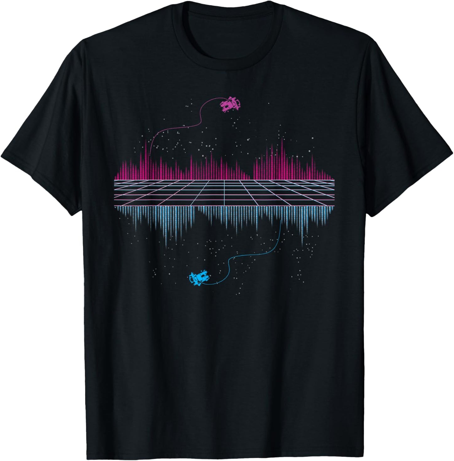 Outrun Synthwave Soundwave Vaporwave aesthetic T-Shirt - T-Shirt | Black