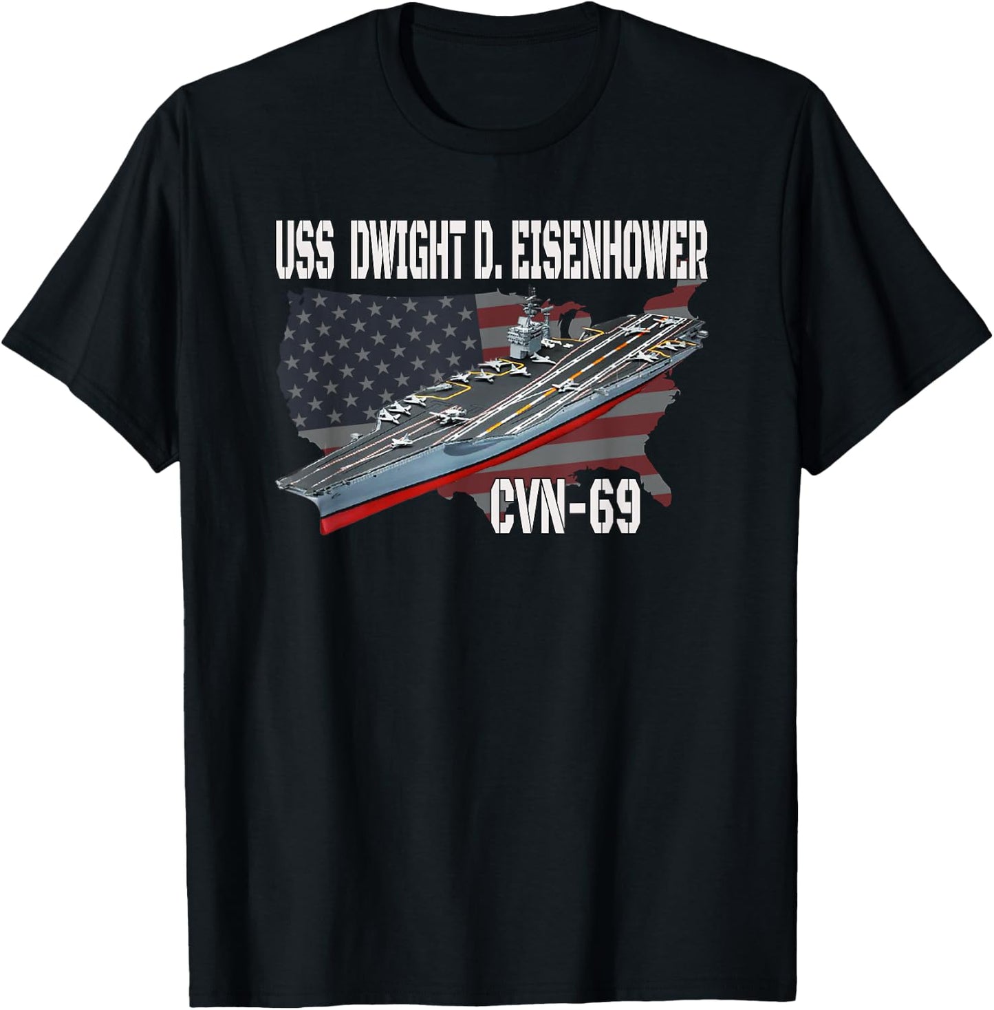 USS Dwight D. Eisenhower CVN-69 Aircraft Carrier Veteran Day T-Shirt - T-Shirt | Black
