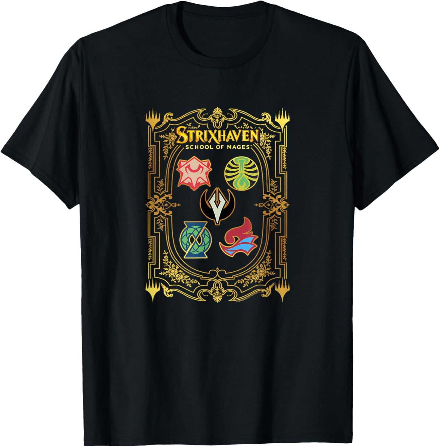 Magic: The Gathering Strixhaven Magic School Bordered Crests T-Shirt - T-Shirt | Black