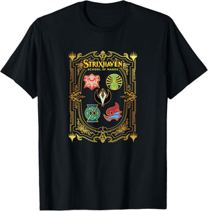 Magic: The Gathering Strixhaven Magic School Bordered Crests T-Shirt - T-Shirt | Black