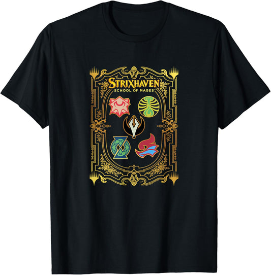 Magic: The Gathering Strixhaven Magic School Bordered Crests T-Shirt - T-Shirt | Black