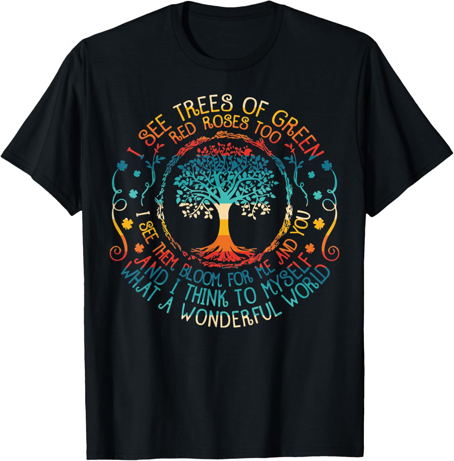 See Trees Green Roses Vintage Earth Day 2022 T-Shirt - T-Shirt | Black