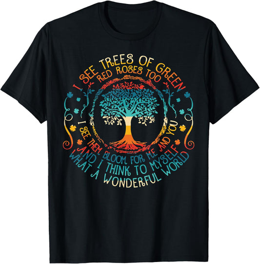 See Trees Green Roses Vintage Earth Day 2022 T-Shirt - T-Shirt | Black
