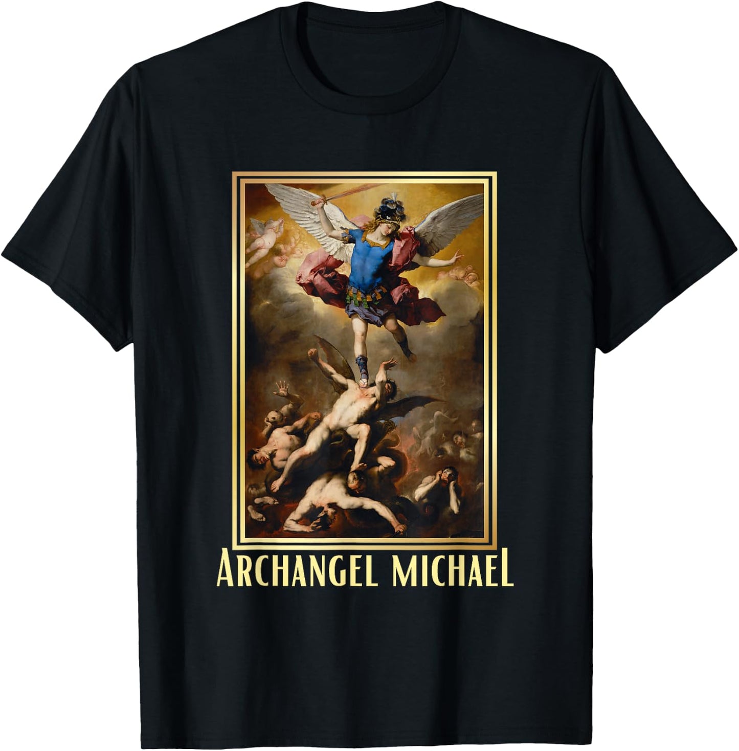 St Michael the Archangel - Protector Catholic Church Angel T-Shirt - T-Shirt | Black