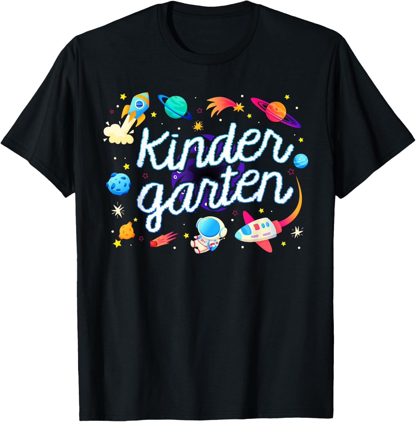 Kindergarten Astronaut Planets Space Back To School Kids T-Shirt - T-Shirt | Black