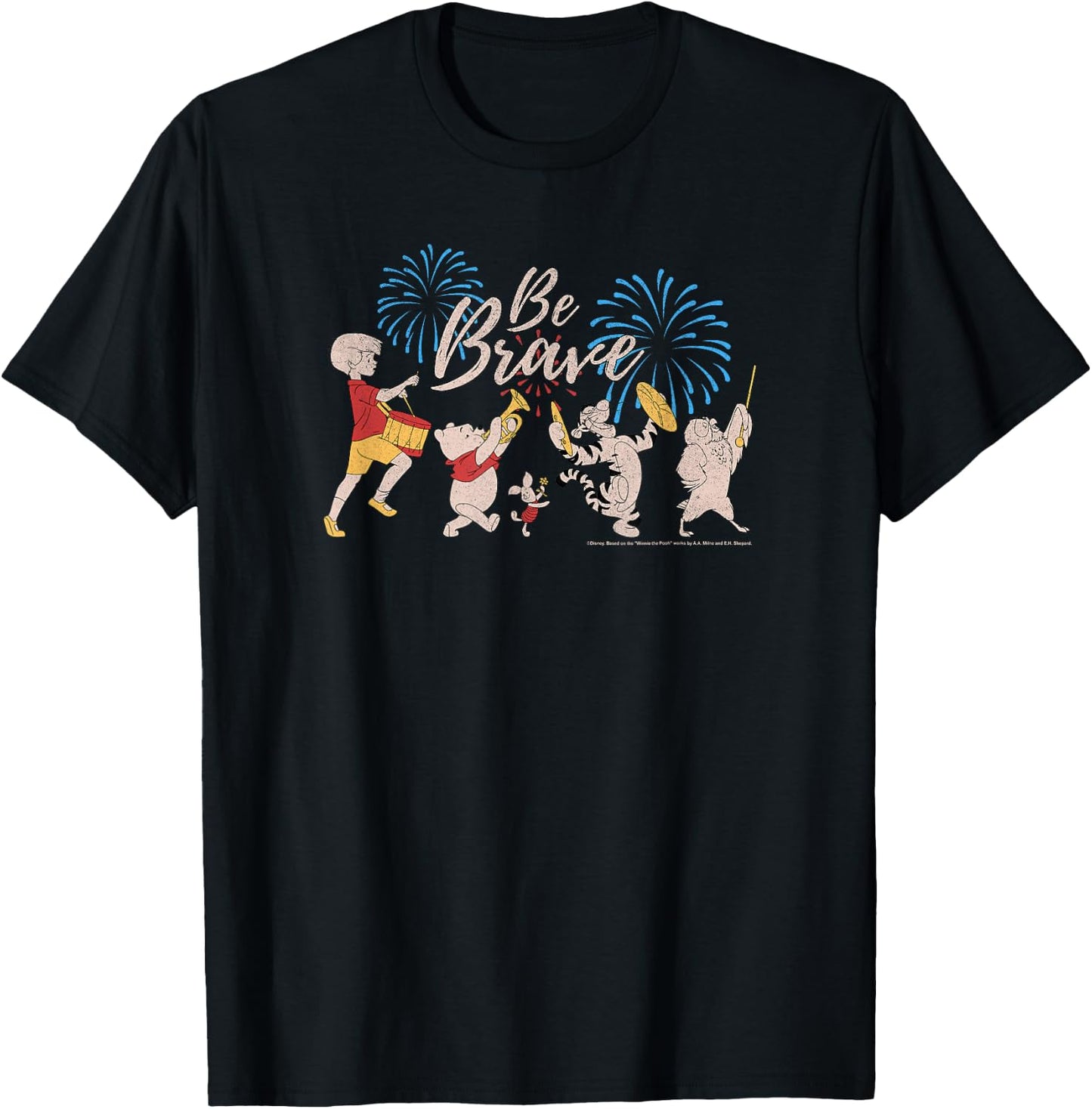 Disney Winnie The Pooh Be Brave 4th Of July Group T-Shirt - T-Shirt | Black