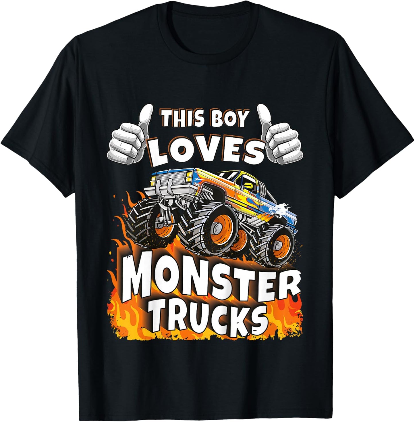 Kids This Boy Loves Monster Trucks Boys Kids T-Shirt - T-Shirt | Black