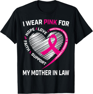I Wear Pink For My Mother In Law Breast Cancer Awareness T-Shirt - T-Shirt | Black