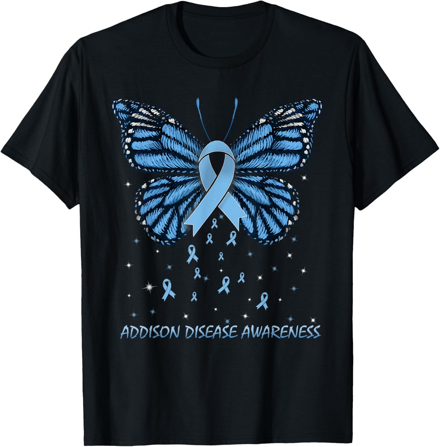 Addison Disease Awareness Butterfly T-Shirt - T-Shirt | Black