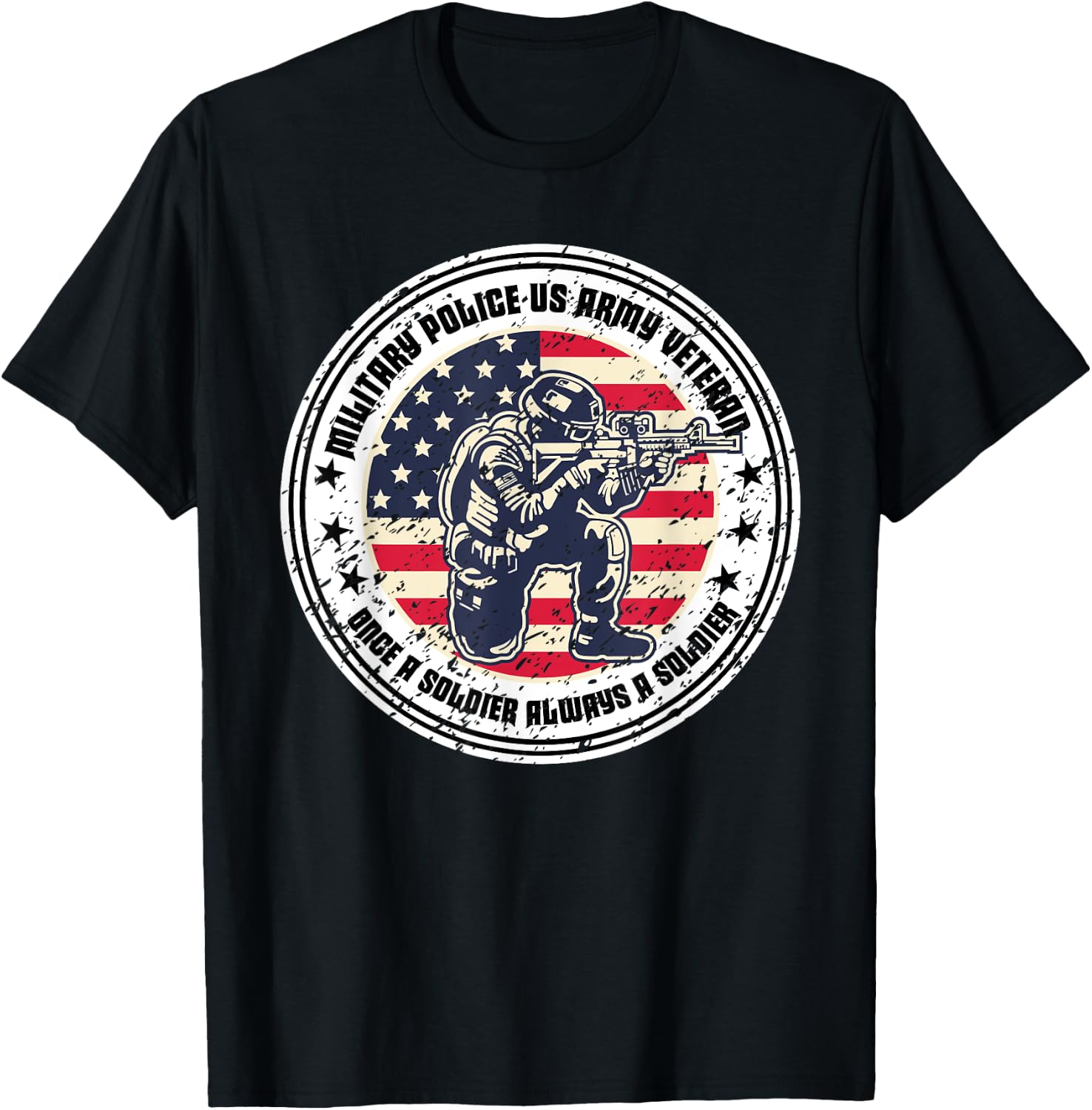 Military Police Vintage Cool Veteran USA American Proud T-Shirt - T-Shirt | Black