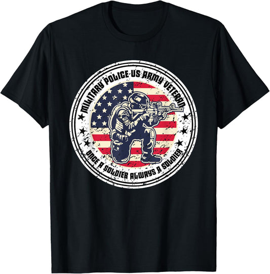 Military Police Vintage Cool Veteran USA American Proud T-Shirt - T-Shirt | Black
