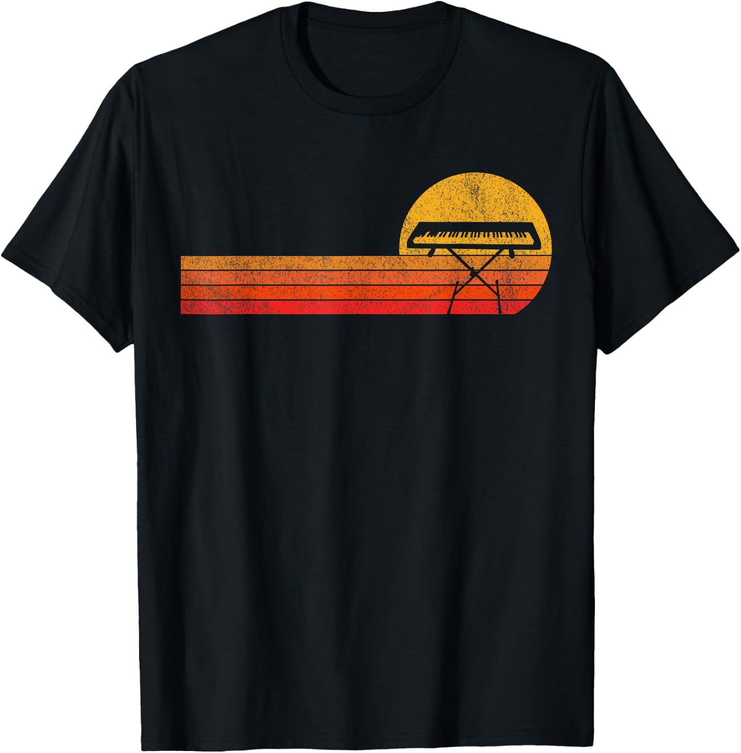 Funny Keyboard Piano Player Musician Classical Music Retro T-Shirt - T-Shirt | Black
