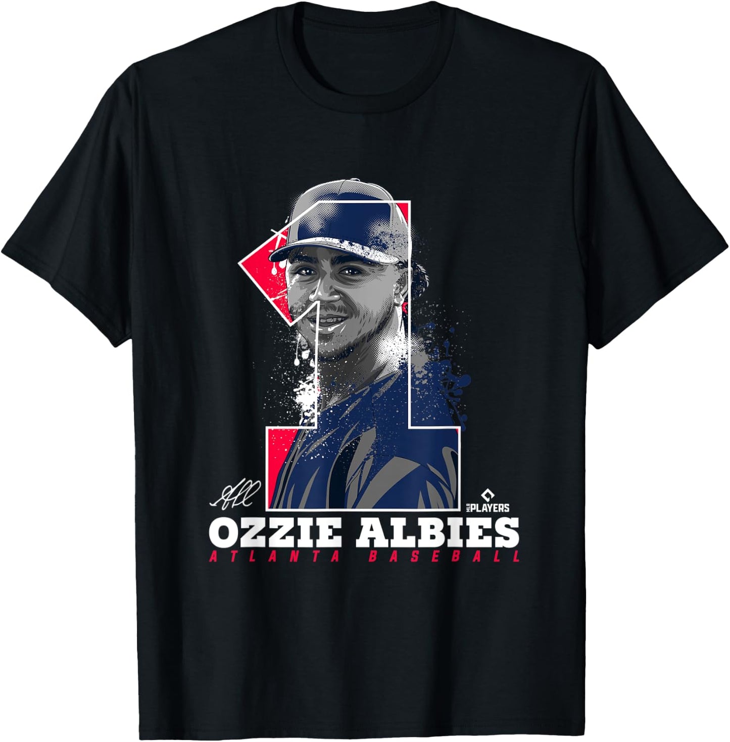 Ozzie Albies Silhouette Bolly Atlanta MLBPA T-Shirt - T-Shirt | Black
