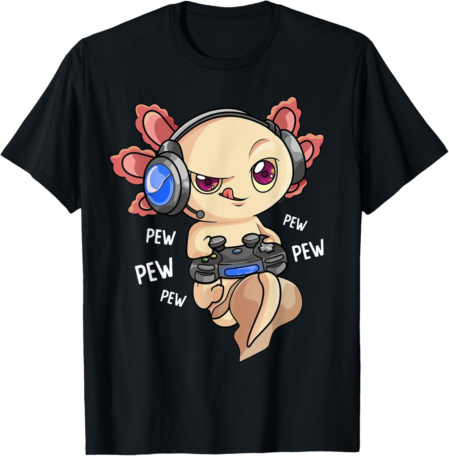 Gaming Axolotl Shirt Kids Boys Gamers - Kawaii Video Game T-Shirt - T-Shirt | Black