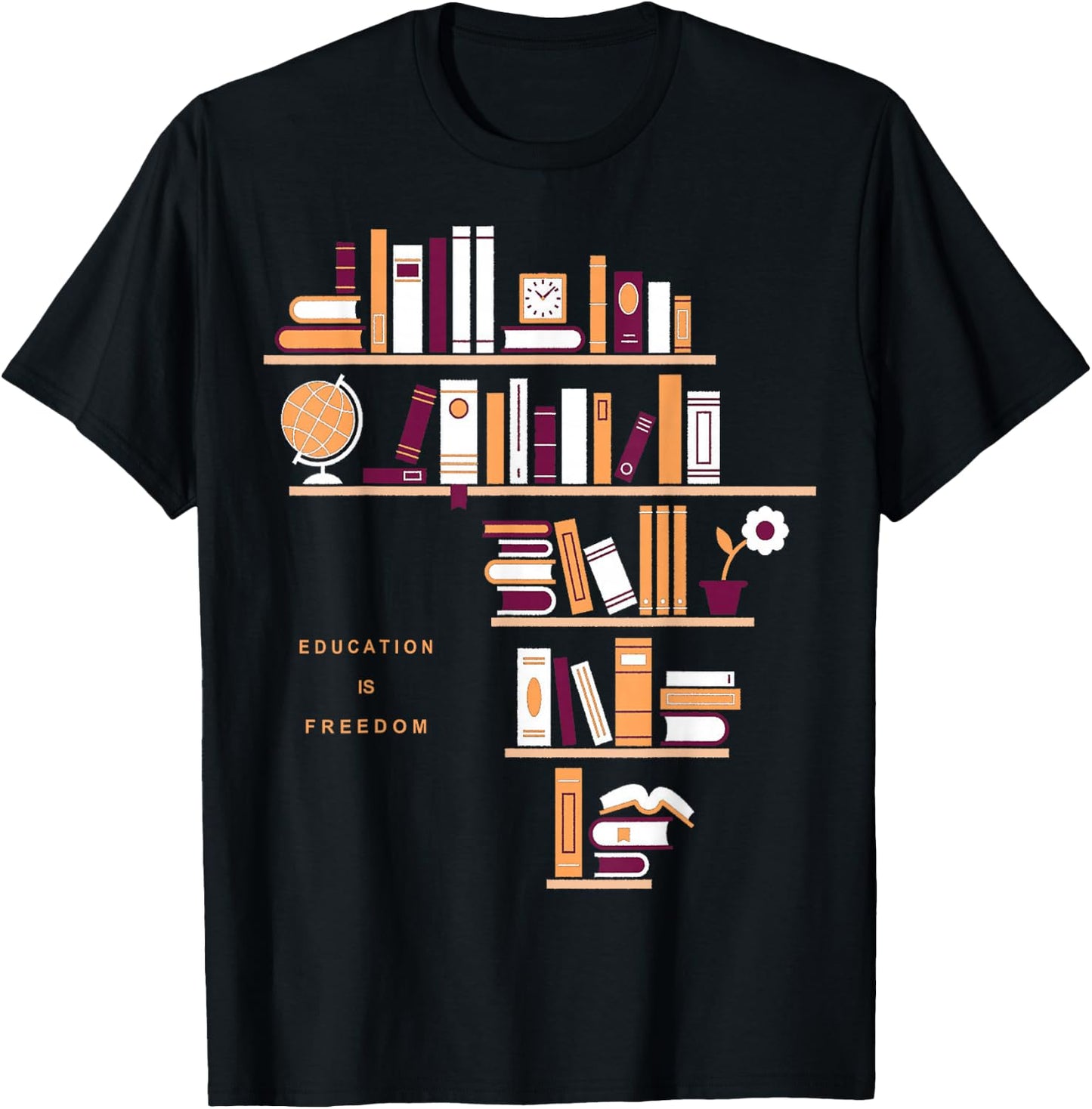 Africa Education Is Freedom Library Book T-Shirt - T-Shirt | Black