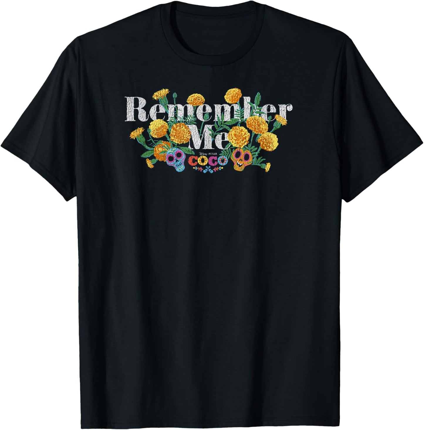 Disney Pixar Coco Remember Me Floral Logo T-Shirt - T-Shirt | Black