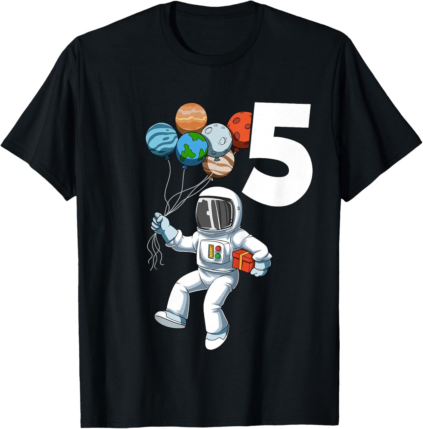 Astronaut Birthday Outfit 5 Outer Space 5th Birthday Party T-Shirt - T-Shirt | Black