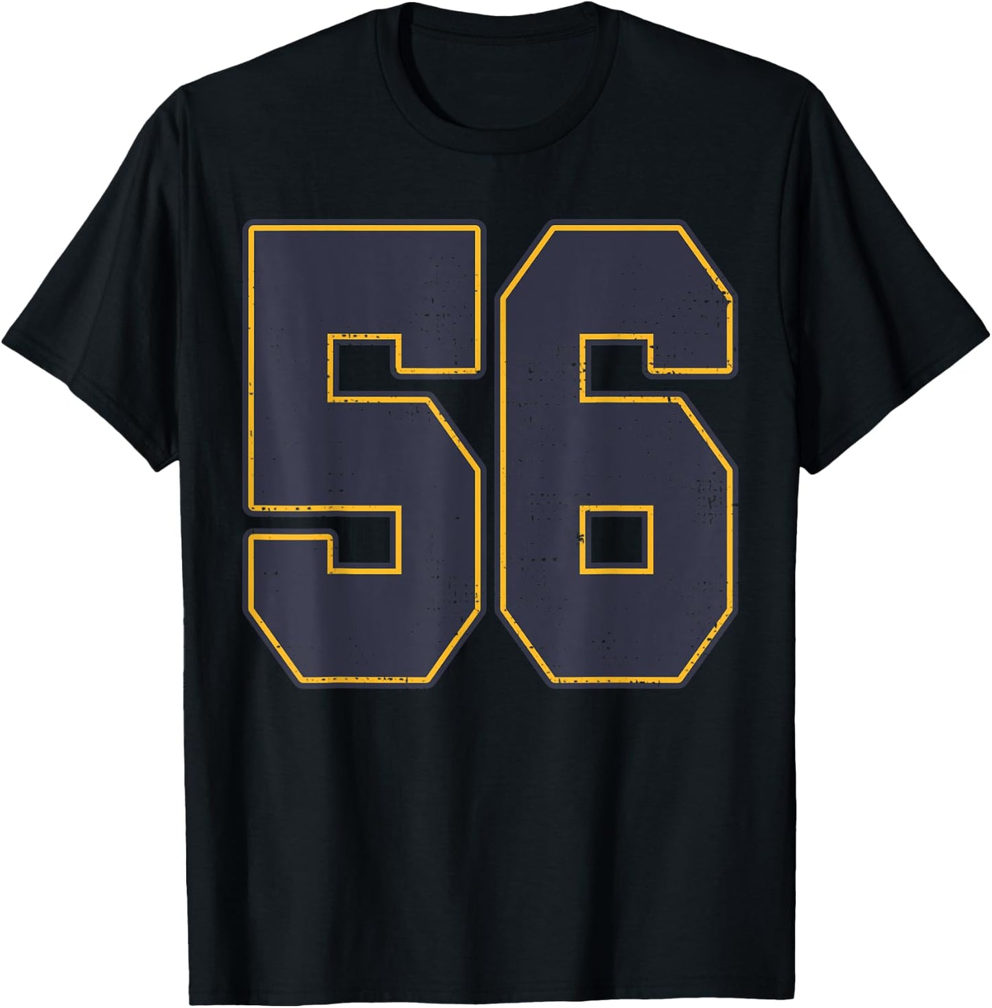 #56 Outline Number 56 Fan Varsity Sports Team Red Jersey T-Shirt - T-Shirt | Black