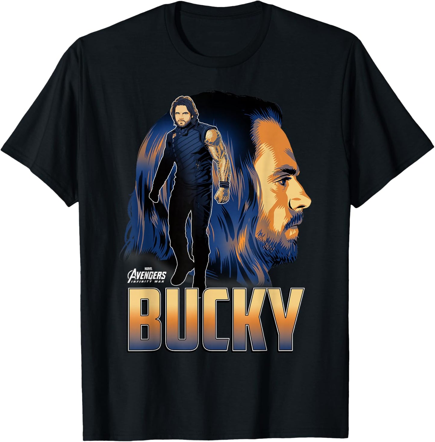 Marvel Infinity War Bucky Big Head Profile Graphic T-Shirt - T-Shirt | Black