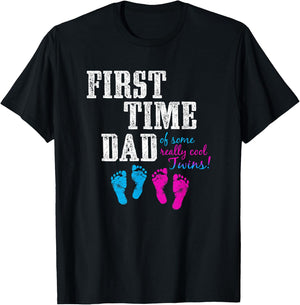 First Time Dad, Daddy of BG Twins, Father's Day Gift Shirt T-Shirt - T-Shirt | Black