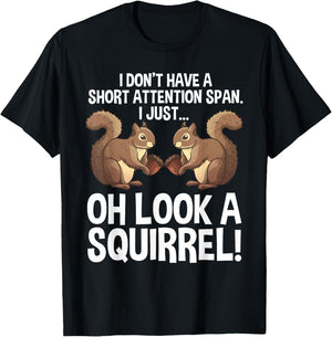 Funny ADHD Squirrel Design Women Chipmunk Pet Lovers T-Shirt - T-Shirt | Black