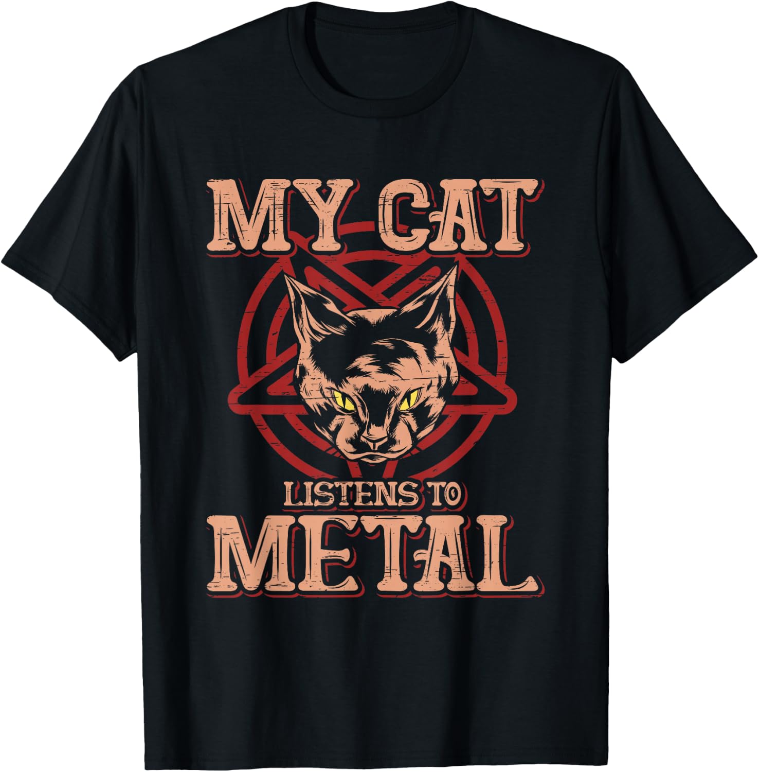 My Cat listens to Metal - Black Dark Rock Death Metal T-Shirt - T-Shirt | Black