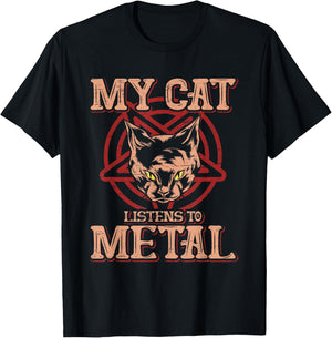 My Cat listens to Metal - Black Dark Rock Death Metal T-Shirt - T-Shirt | Black