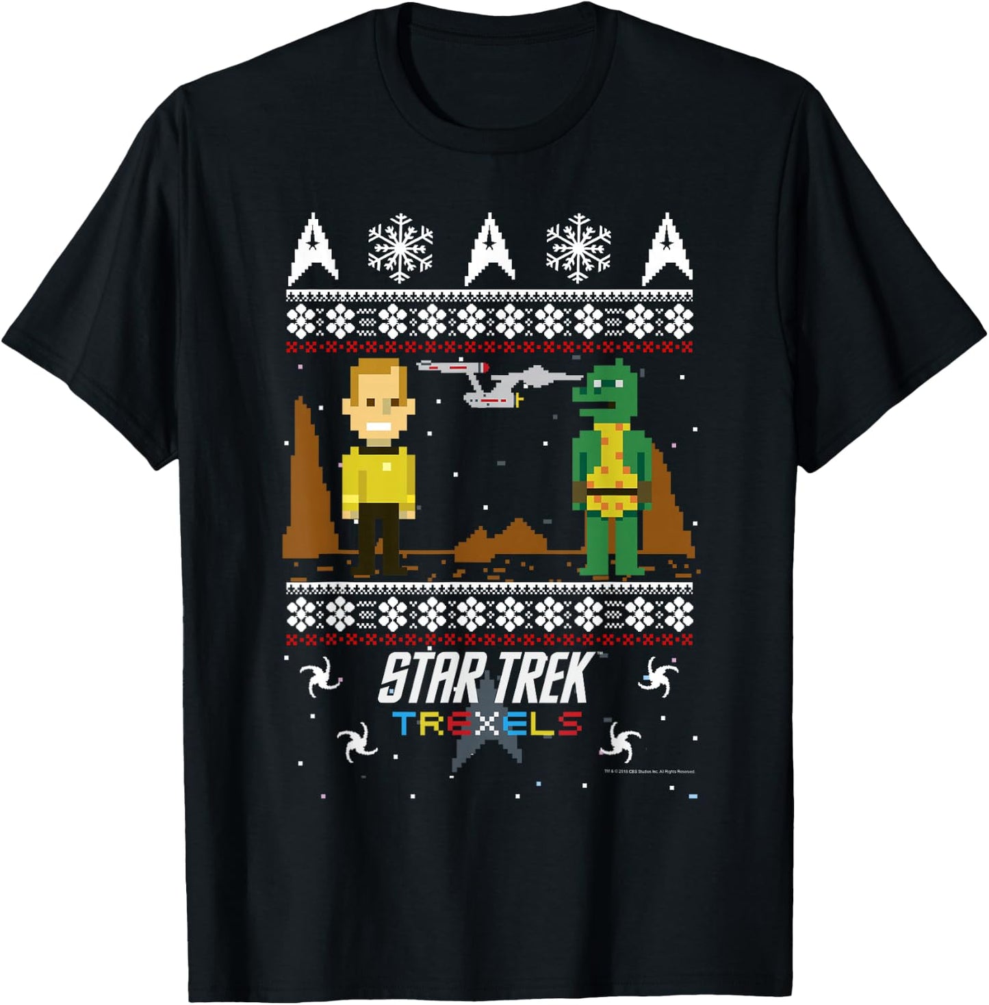 Star Trek Trexels Ugly Christmas Sweater Graphic T-Shirt - T-Shirt | Black