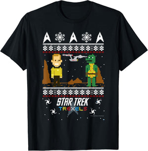 Star Trek Trexels Ugly Christmas Sweater Graphic T-Shirt - T-Shirt | Black
