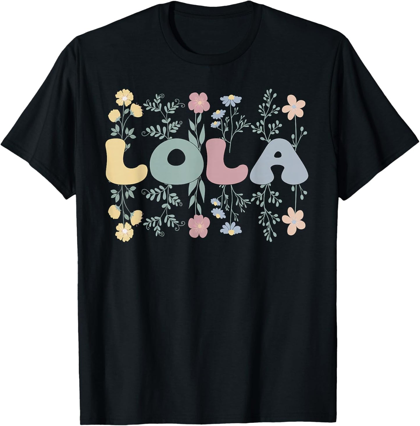 Groovy Lola Grandmother Flowers Lola Grandma T-Shirt - T-Shirt | Black