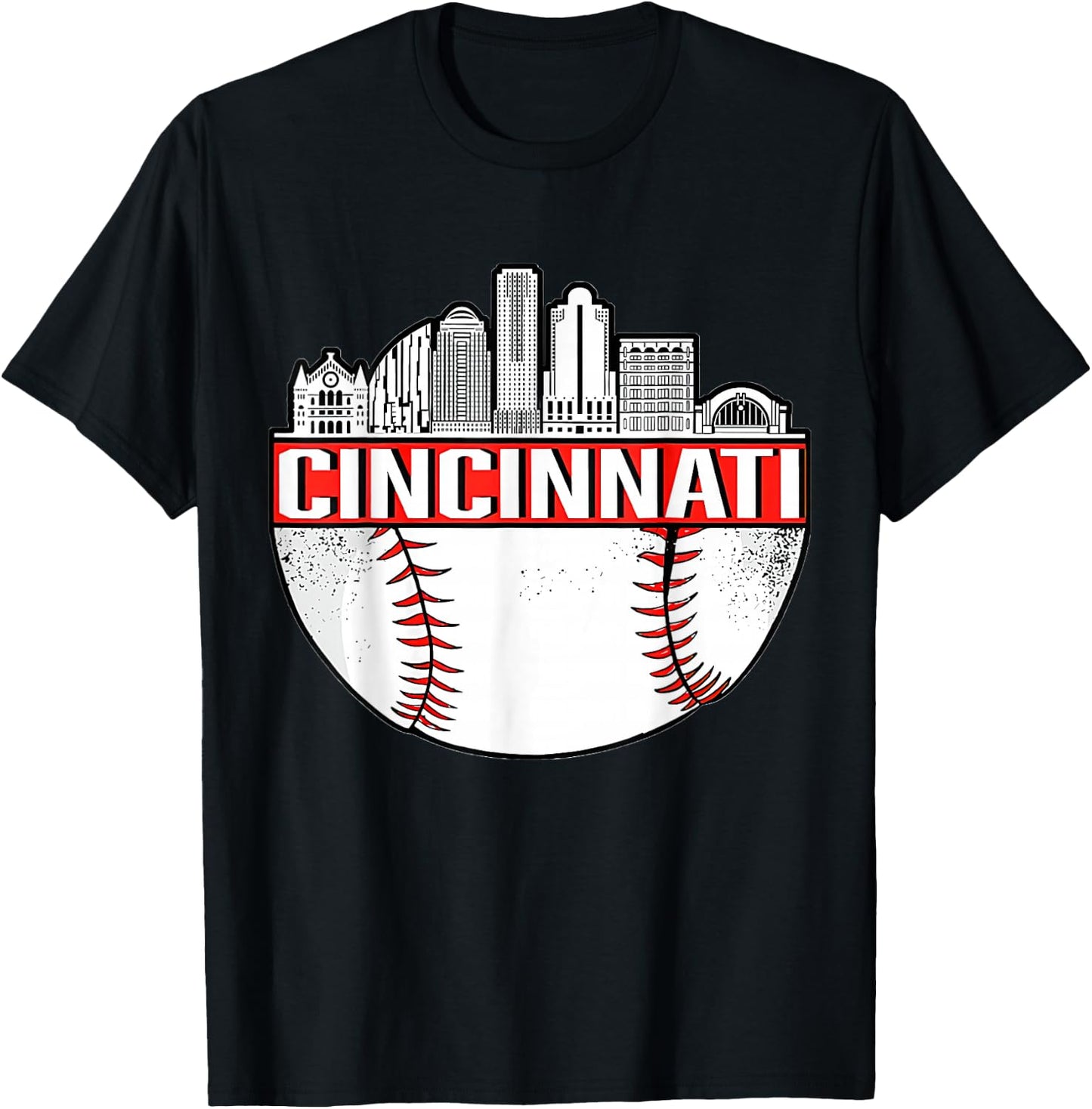 Vintage Cincinnati Ohio Skyline Apparel T-Shirt - T-Shirt | Black