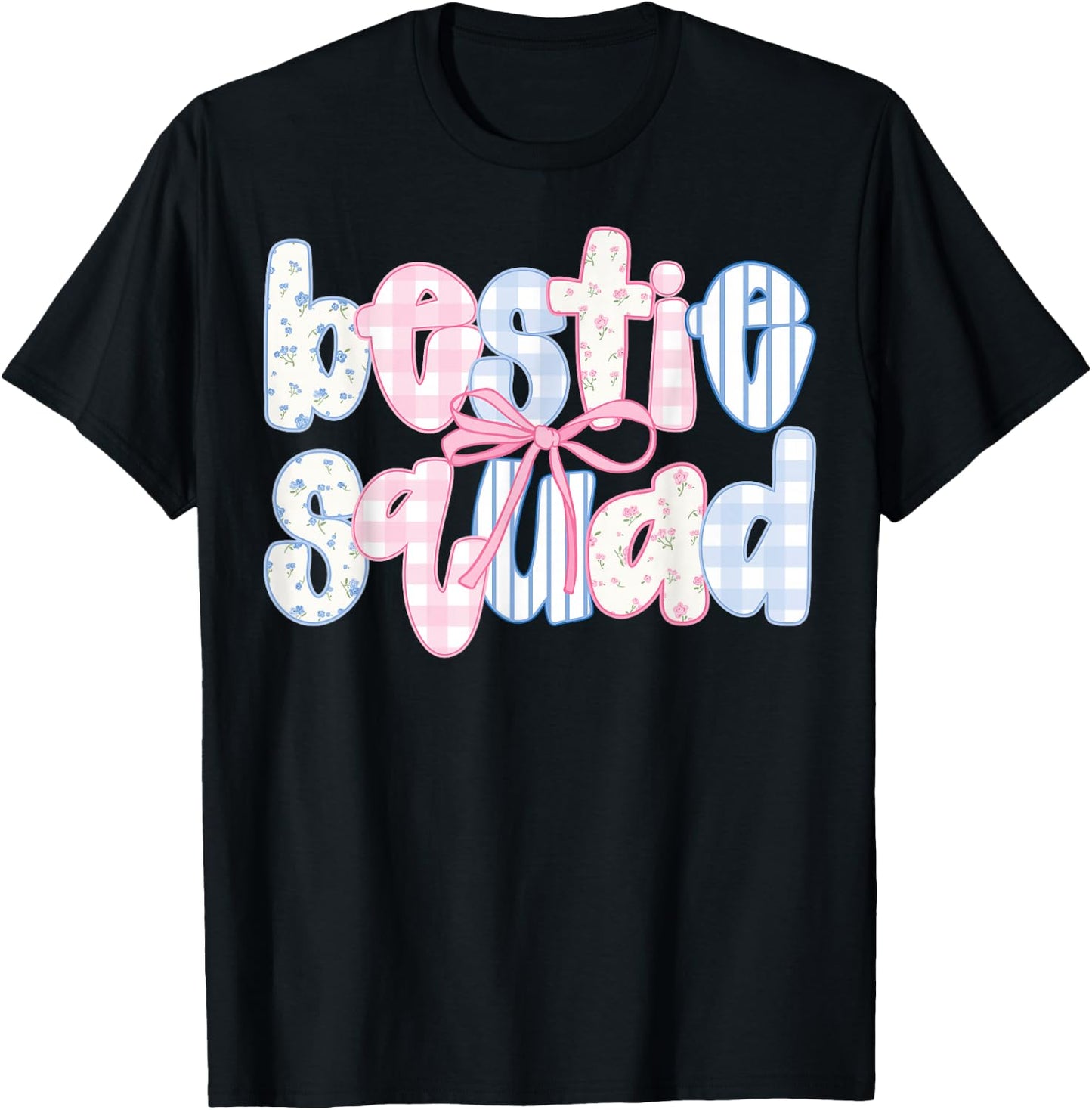 Bestie Squad Coquette Bow Best Friends Matching Girls T-Shirt - T-Shirt | Black