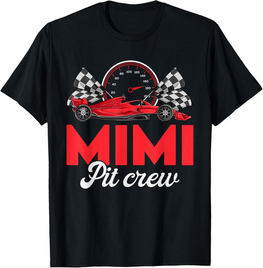 Race Car Mimi Of The Birthday Boy Shirt Mimi Pit Crew T-Shirt - T-Shirt | Black